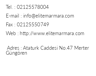 Elit Marmara Residence Hotel iletiim bilgileri